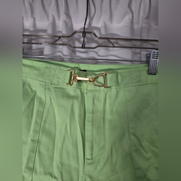 Chaps Malibu Somerset Green Shorts NWT Sz 12 Gold Buckle - Picture 4 of 10